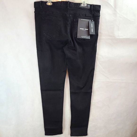 NWT HOMME + FEMME Men's (38) Black Comfort Stretch Tapered Denim Jeans --$150 - Picture 5 of 11